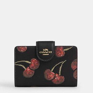 Coach Medium Corner Zip Wallet in Cherry Print NWT